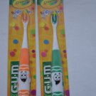Gum PIP-Squeaks Crayola Orange and Green NEW Two Toothbrushes #232
