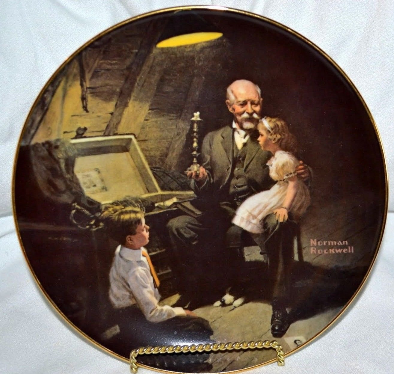 Norman Rockwell Plate 1983 Grandpa's Treasure Chest