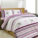 High Quality Twin Single Duvet Cover Set LİNE FLOWER MOR (Worldwide Shipping)