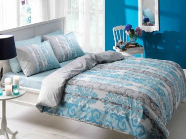 High Quality Twin Single Duvet Cover Set  Dorine Turkuaz(Worldwide Shipping)