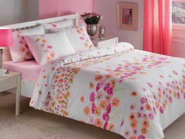 High Quality Twin Single Duvet Cover Set Jardin Pembe(Worldwide Shipping)