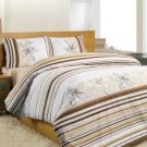High Quality Double Queen / Full Duvet Cover Set LİNE FLOWER KAHVE(Worldwide Shipping)