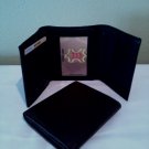 Itemcode PL1516. Mens black wallet. A trifold with a Ostrich print on genuine cowhide leather