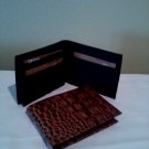 Itemcode PL2310. Mens brown wallet. in a crocodile print on genuine cowhide leather