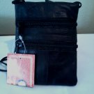 Itemcode PL109. Unisex, A black small neck purse in genuine cowhide leather