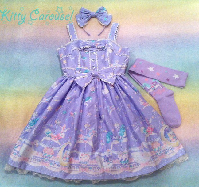 Angelic pretty candy sprinkle set jsk/ headbow/ socks lavender