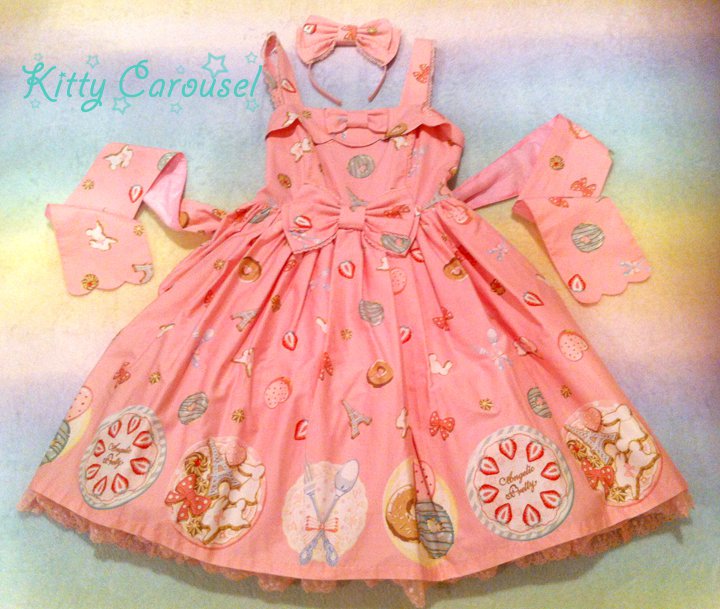 Angelic pretty a la carte tea time jsk/ headbow /sock set pink