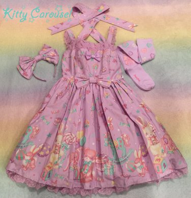 SALE Angelic pretty toy parade jsk/ headbow/ otk set lavender