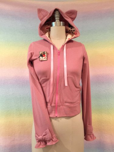 Metamorphose Card Playing Kitty Hoodie dusty pink