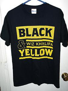 PRE OWNED WIZ KHALIFA BLACK & YELLOW T-SHIRT-MUSIC/RAP/HIP HOP/R&B/POP - MEDIUM