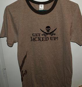 CALICO JACK SPICED RUM GET JACKED UP RINGER LADIES/WOMENS SHIRT-ALCOHOL/LIQUOR-S
