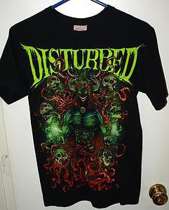 PRE OWNED DISTURBED DEMON SKULLS T-SHIRT-MUSIC/METAL/HARD ROCK -SMALL