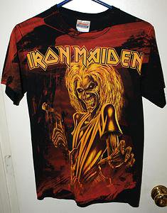 PRE OWNED IRON MAIDEN KILLERS ALL OVER PRINT T-SHIRT-MUSIC/METAL/HARD ROCK -SM