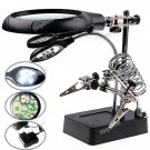 5-LED Illuminated LED Magnifier with Auxiliary Clip Stand for Electronics Soldering