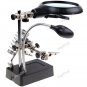 5-LED Illuminated LED Magnifier with Auxiliary Clip Stand for Electronics Soldering
