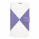 Color Matching Leather Case for Samsung i9500 White and Purple
