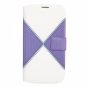 Color Matching Leather Case for Samsung i9500 White and Purple