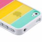 Rainbow Style Hard PC Back Case for iPhone 4/4S White Frame