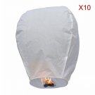 10pcs Flying Sky Wishing Lantern/Kongming Light White