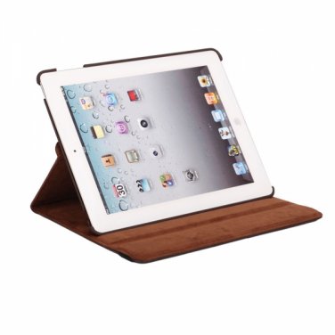 360 Degree Rotating Stand Litchi Leather Case for iPad 2/3/4 Brown