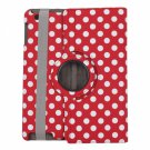 360 Degree Rotating Stand Points Pattern PU Leather Case for The New iPad Red
