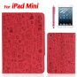 Fashion Red PU Leather Case Stand + Screen Protector & Touch Pen for iPad Mini