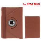 Brown Leechee Pattern 360 Degrees Swivel Leather Case for Apple New Mini iPad
