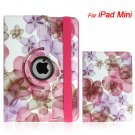 Purple Flower Style 360 Degree Rotating Leather Cover Stand for iPad Mini