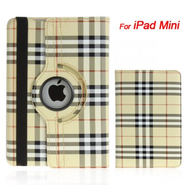 360 Degree Roating Grid Style Leather Smart Cover + Stand for ipad Mini