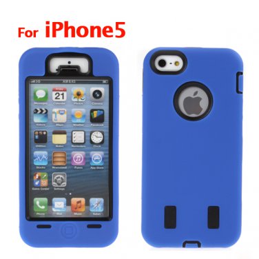 Unique Robot Design Blue Soft Silicon Protective Case Cover for iPhone 5