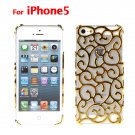 Elegant Gold Palace Flower Plastic Skin Case for iPhone 5 With Hollowed Designs