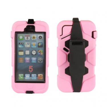 Pink Luxury Hard and Soft Protective Cover Case for iPhone 5 with Holder