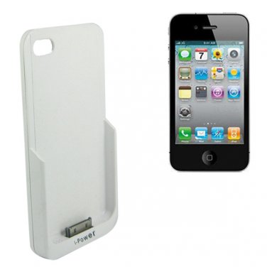 White 2200mAh Capacity External Backup Battery Charger for iPhone 4