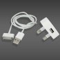2-in-1 USB UK Travel Power Adapter + USB Cable Compatible for iphone and ipad