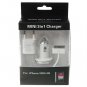White Mini 3-in-1 Chargers Set with USB Cable for iPhone 3GS/4