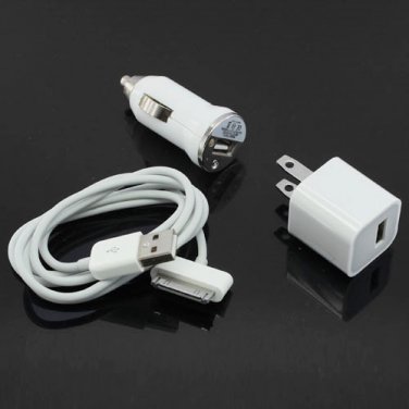 3-in-1 Mini Charger + USB Cable + Car Charger for iPhone 3G / 3GS and iTouch