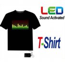 Sound Activated Light Up Flashing Rock Disco Equalizer EL LED T-Shirt