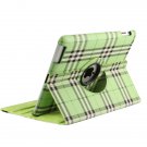 Green Grid Pattern Rotatable Smart Cover Case & Swivel Stand for Apple iPad 2/3