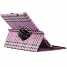 New iPad 3 & iPad 2 Purple Grid Stylish Smart Leather Case & Swivel Stand