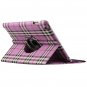 New iPad 3 & iPad 2 Purple Grid Stylish Smart Leather Case & Swivel Stand