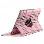 360 Degrees Rotating Stand and Pink Grid Cover for Apple New iPad 3 / 2