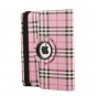 360 Degrees Rotating Stand and Pink Grid Cover for Apple New iPad 3 / 2