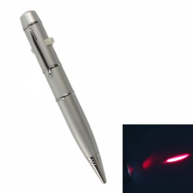 8GB 3-in-1 Style Ink Pen Shaped / Laser Pointer USB Flash Drive Silver