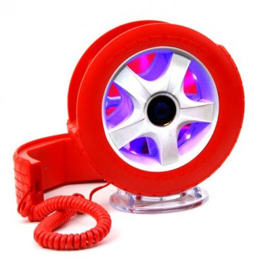 Creative Decoration Wired Tire Wheel Shape Table Phone with Light-Red