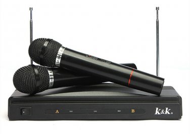 Dual Cordless Wireless Mic Microphone with Receiver
