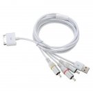 USB Data Charging TV AV RCA Cable for iPhone/iPod White