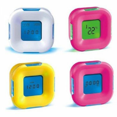 4in1 Function Change LED Digital Alarm 4 Side Alarm Clock Calendar/Timer/Temperature
