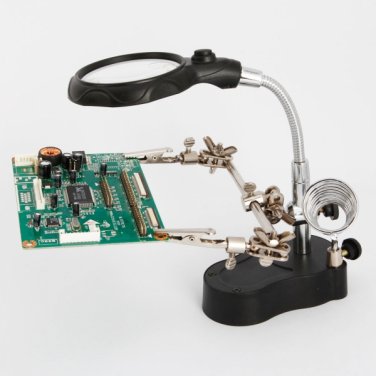 3.5X 12X LED Lights Clip Type Helping Hand Magnifier Desktop Magnifier Stand Magnifying Glass