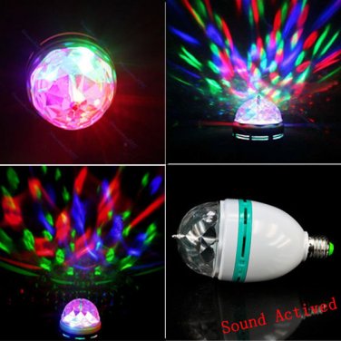 RGB Auto Rotating Sound Activated LED Disco Light Bulb Lamp