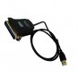 USB2.0 to Bi-Directional Parallel Printer Cable Adapter Black